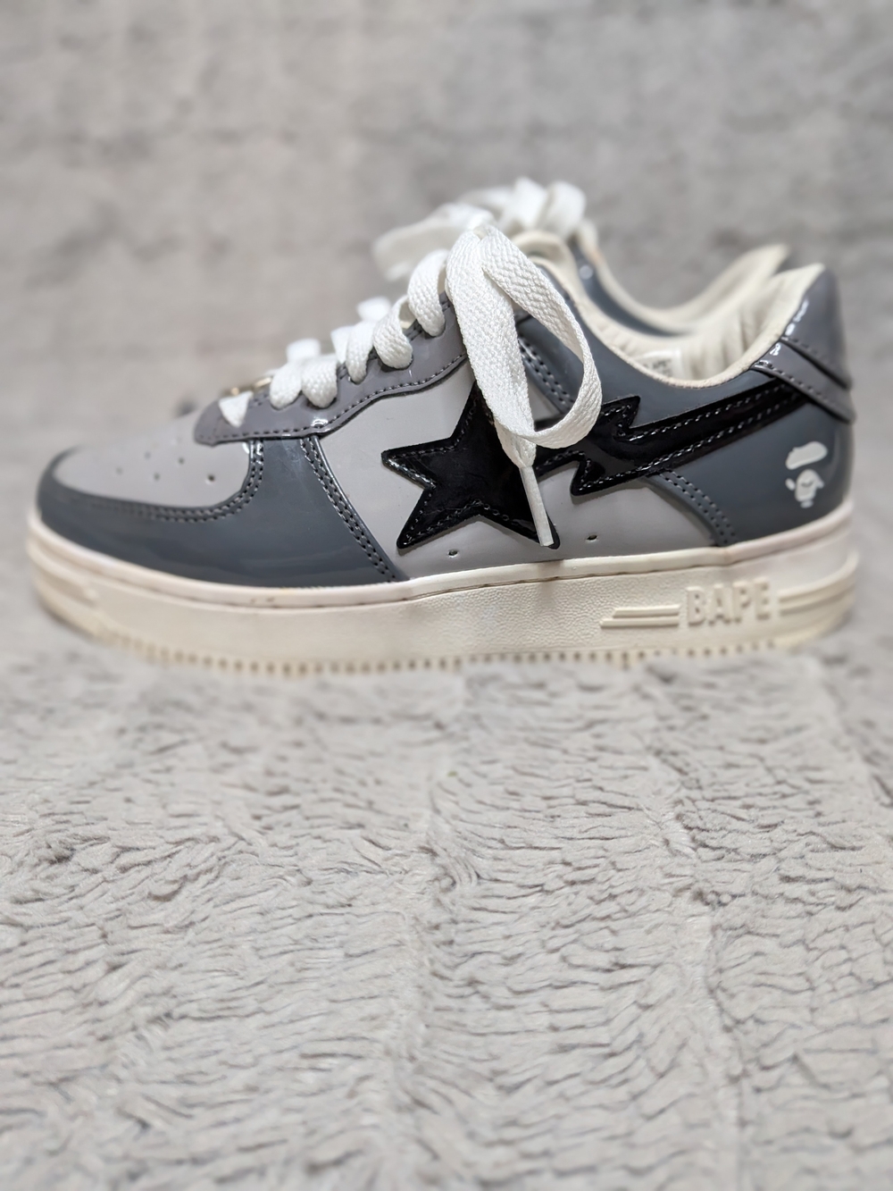 BAPE Kids' Gray & Black Sta Low Top Sneaker Women's Size 5.5 / EU 36
